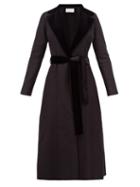 Matchesfashion.com Harris Wharf London - Velvet Trimmed Belted Wool Coat - Womens - Black