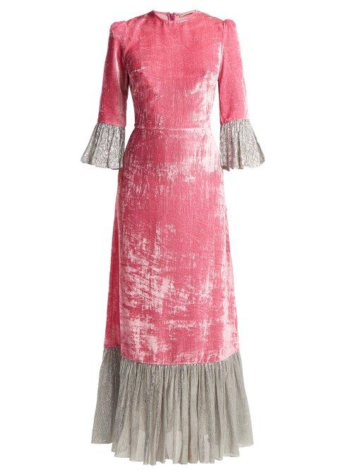 Matchesfashion.com The Vampire's Wife - Festival Crushed Velvet Dress - Womens - Pink Silver