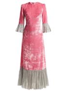 Matchesfashion.com The Vampire's Wife - Festival Crushed Velvet Dress - Womens - Pink Silver