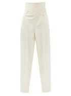 Matchesfashion.com Jacquemus - Novio Crossover-strap High-rise Linen Trousers - Womens - Light Beige