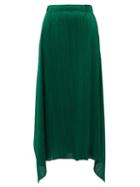 Matchesfashion.com Pleats Please Issey Miyake - Handkerchief-hem Technical-pleated Jersey Skirt - Womens - Dark Green