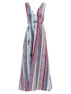 Matchesfashion.com Le Sirenuse, Positano - Nellie Arlecchino-print Cotton Dress - Womens - Blue Print