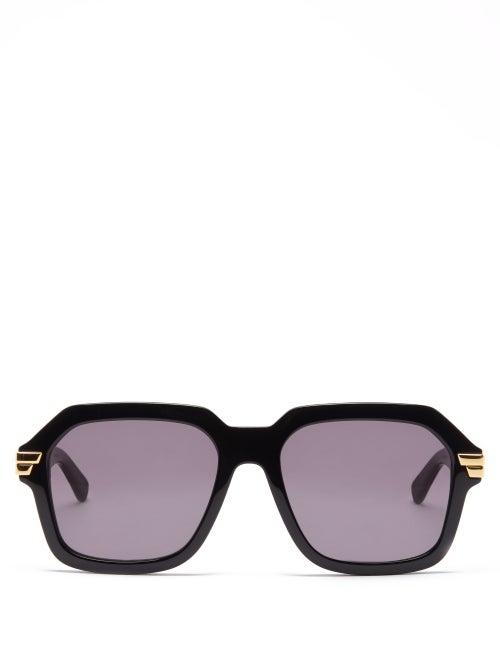 Bottega Veneta - Acetate Square Sunglasses - Mens - Black