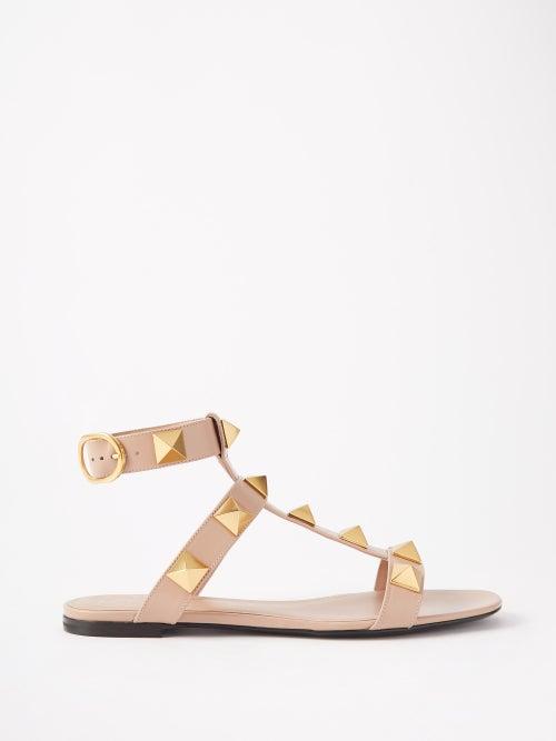 Valentino Garavani - Roman Stud Leather Sandals - Womens - Pink