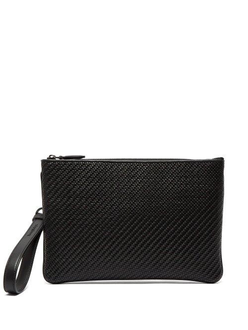 Matchesfashion.com Ermenegildo Zegna - Pelle Tessuta Woven Leather Pouch - Mens - Black