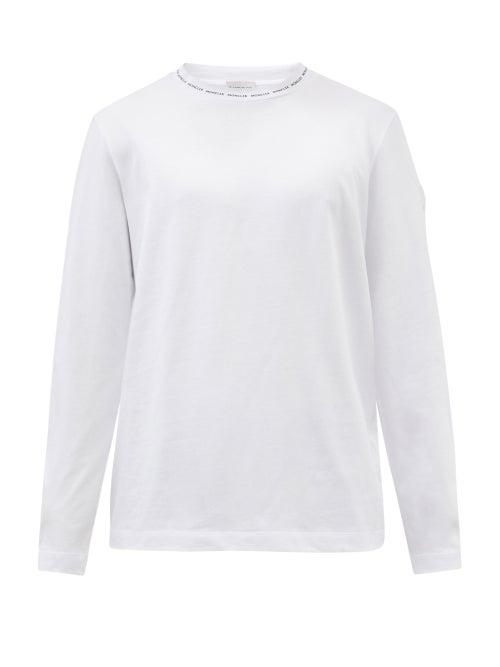 Moncler - Logo-print Cotton-jersey Long-sleeved T-shirt - Mens - White