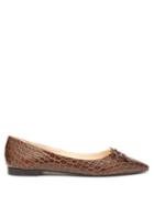Matchesfashion.com Prada - Crocodile Embossed Leather Ballet Flats - Womens - Tan