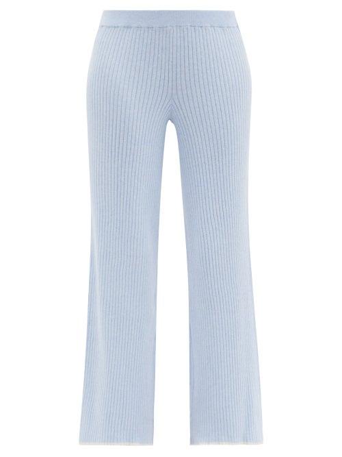 Ladies Lingerie Skin - Maddie Ribbed Cotton-blend Pyjama Trousers - Womens - Light Blue