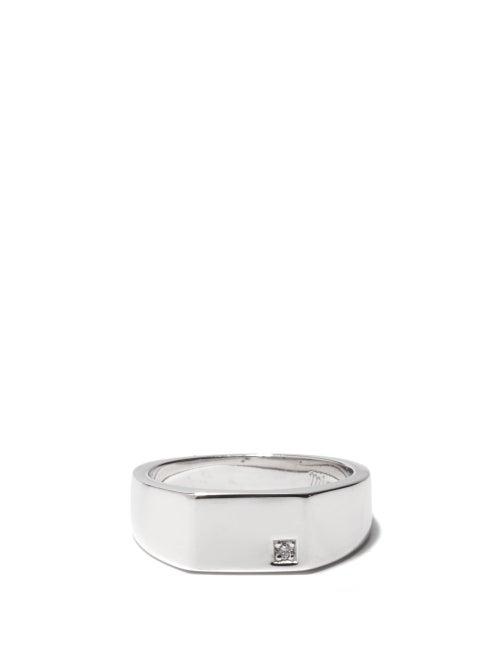 Matchesfashion.com Miansai - Geo Diamond And Sterling-silver Signet Ring - Mens - Silver
