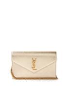 Saint Laurent - Envelope Ysl-logo Leather Cross-body Bag - Womens - Gold