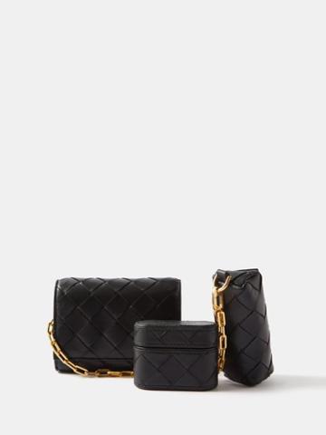Bottega Veneta - Intrecciato-leather Airpod Case & Cardholder - Womens - Black