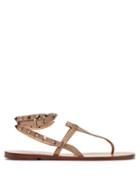 Matchesfashion.com Valentino - Rockstud Tie Ankle Leather Sandals - Womens - Gold