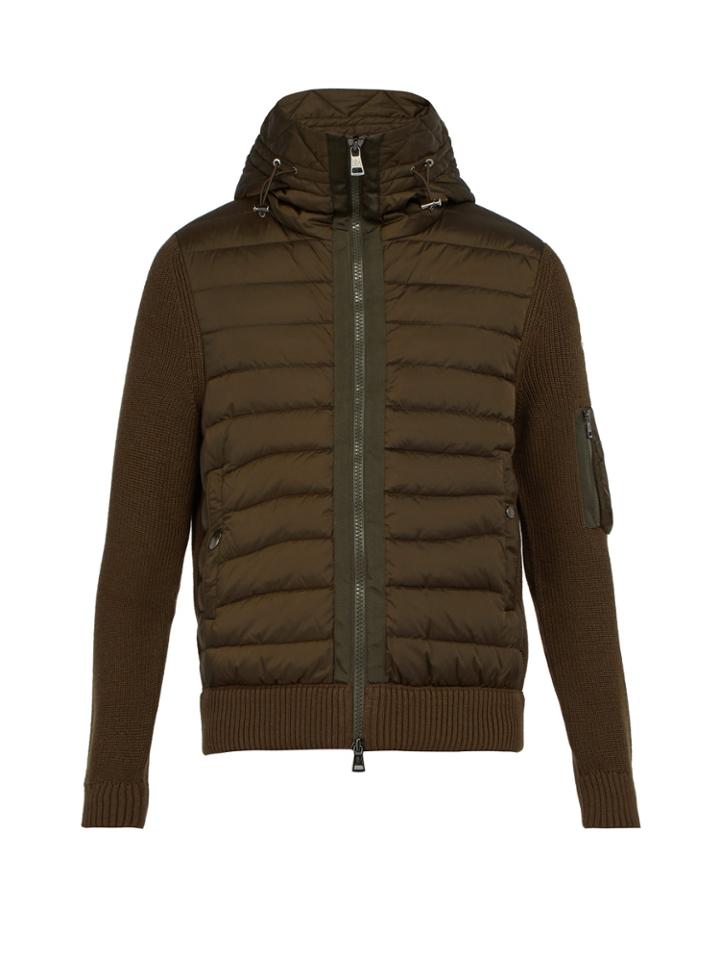 Moncler Hooded Wool-blend Knit And Quilted-down Jacket