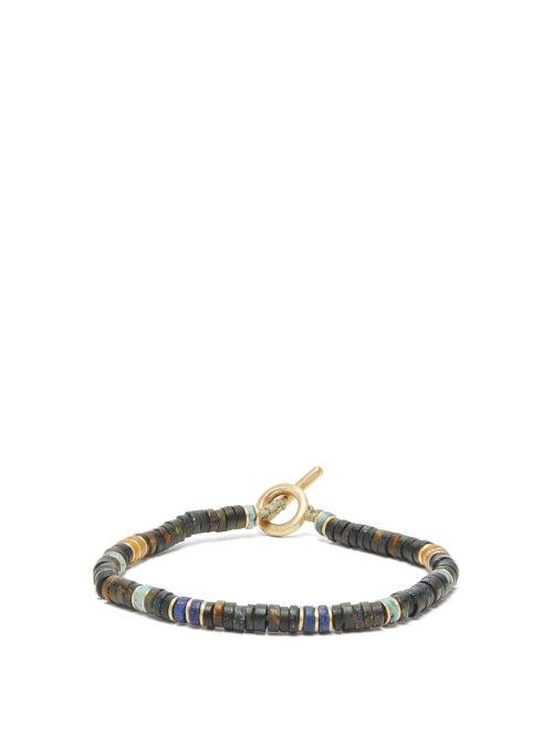 Matchesfashion.com M Cohen - Tiger's Eye And Lapis Gold Plated Bracelet - Mens - Black Multi