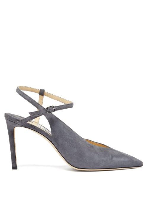 Matchesfashion.com Jimmy Choo - Sakeya 85 Suede Pumps - Womens - Grey