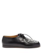 Loewe - Crystal-embellished Leather Derby Shoes - Womens - Black