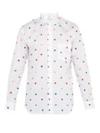 Matchesfashion.com Comme Des Garons Shirt - Flower Embroidered Cotton Twill Shirt - Mens - White