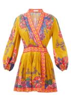 Matchesfashion.com Zimmermann - Lovestruck Floral-print Cotton Dress - Womens - Yellow Print