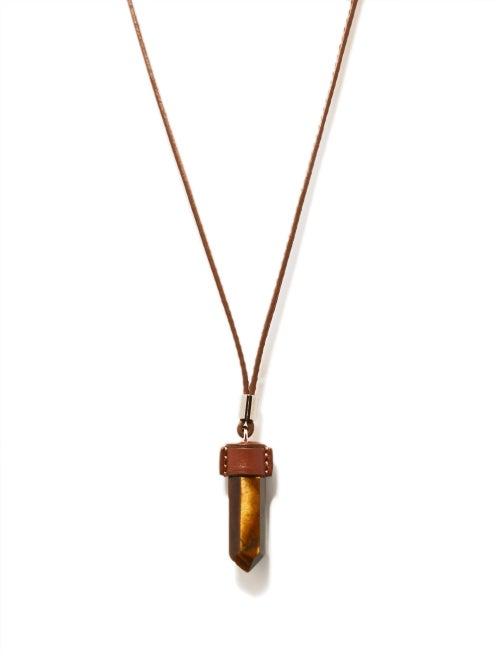 Chlo - Jemma Tiger's Eye And Leather Necklace - Womens - Brown