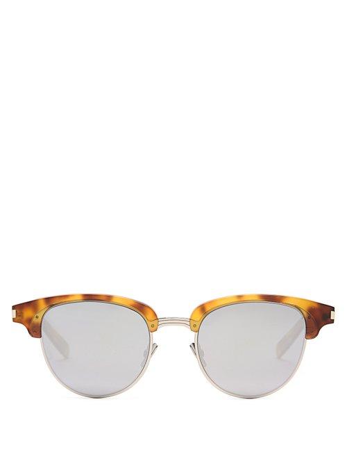 Matchesfashion.com Saint Laurent - D Frame Acetate Sunglasses - Mens - Silver Multi