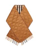 Matchesfashion.com Burberry - Vintage-check Leather-trimmed Cashmere Scarf - Mens - Brown