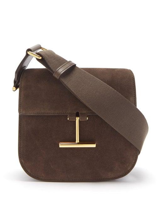 Tom Ford - Tara Mini Suede Cross-body Bag - Womens - Dark Brown