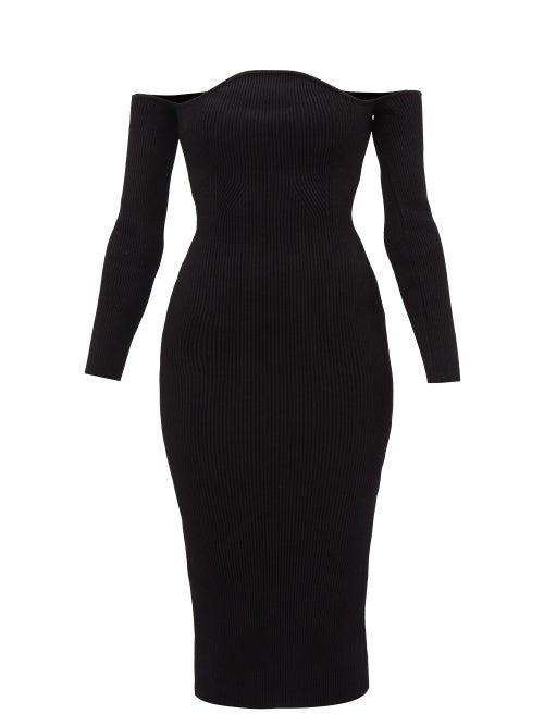 Khaite - Matilda Off-shoulder Ribbed Midi Dress - Womens - Black