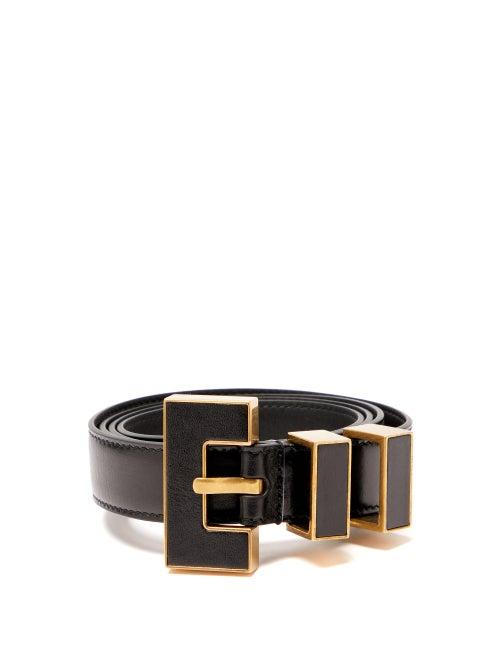 Matchesfashion.com Saint Laurent - Metal Buckle Leather Belt - Mens - Black