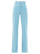 Matchesfashion.com Bella Freud - David High-rise Wool Wide-leg Trousers - Womens - Blue