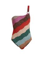 Missoni Mare One-shoulder Striped-knit Swimsuit