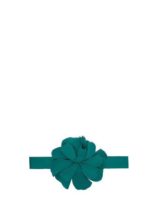 Matchesfashion.com Adriana Degreas - Le Fleur Flower Embellished Crepe Belt - Womens - Green