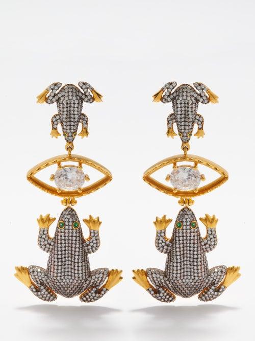 Begm Khan - Sinanino Crystal & 24kt Gold-plated Earrings - Womens - Crystal