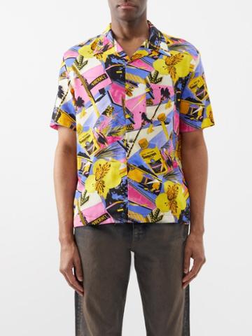 Palm Angels - Miami-print Canvas Bowling Shirt - Mens - Multi