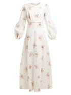 Matchesfashion.com Zimmermann - Heathers Floral Print Linen Long Dress - Womens - White Multi