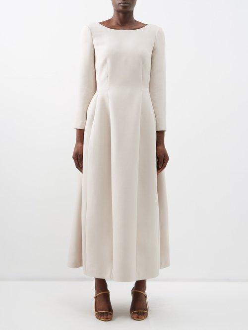 The Row - Lilibet Boat-neck Wool-blend Midi Dress - Womens - Ivory