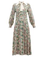 Matchesfashion.com See By Chlo - Floral Meadow-print Silk Crepe-de-chine Midi Dress - Womens - Green Print