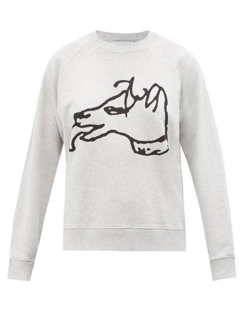 Bella Freud - Dog-print Cotton-jersey Sweatshirt - Womens - Grey