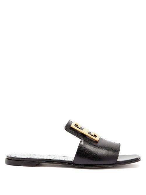 Matchesfashion.com Givenchy - 4g Logo Plaque Leather Slides - Womens - Black