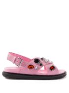 Marni - Crystal-embellished Leather Slingback Sandals - Womens - Pink