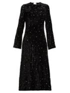 Matchesfashion.com Miu Miu - Crystal Embellished Open Back Velvet Dress - Womens - Black