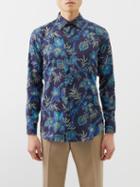 Etro - Botanical-print Cotton Shirt - Mens - Navy Multi