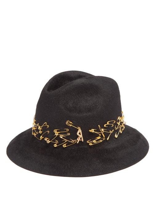 Ruslan Baginskiy - Safety-pin Felt Fedora Hat - Womens - Black