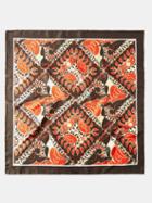 Valentino - Manifesto Flower-print Silk-twill Scarf - Womens - Brown Multi