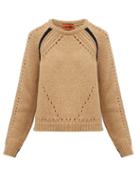 Matchesfashion.com Colville - Round Neck Contrast Stripe Wool Sweater - Womens - Camel