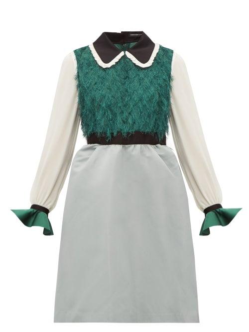 Matchesfashion.com Undercover - Ruffled Fil Coup And Crepe De Chine Dress - Womens - Green