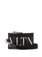 Matchesfashion.com Valentino Garavani - Vltn-print Leather Neck-loop Cardholder - Mens - Black