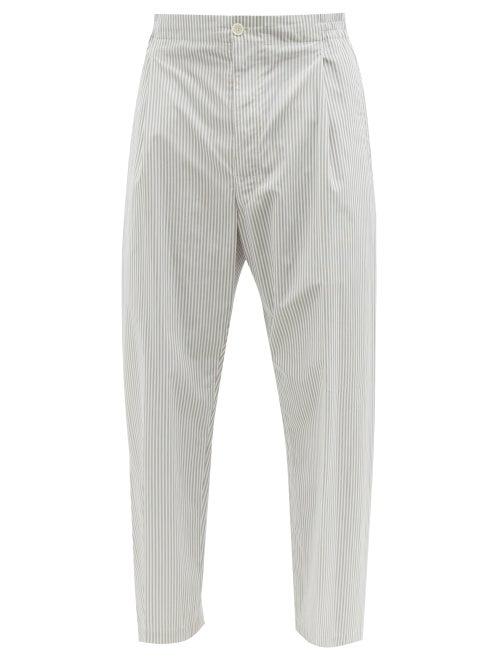 Lemaire - Striped Cotton Trousers - Mens - Blue Stripe