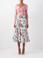 Emilia Wickstead - Rhianne Floral-print Cotton-poplin Midi Skirt - Womens - Pink Multi