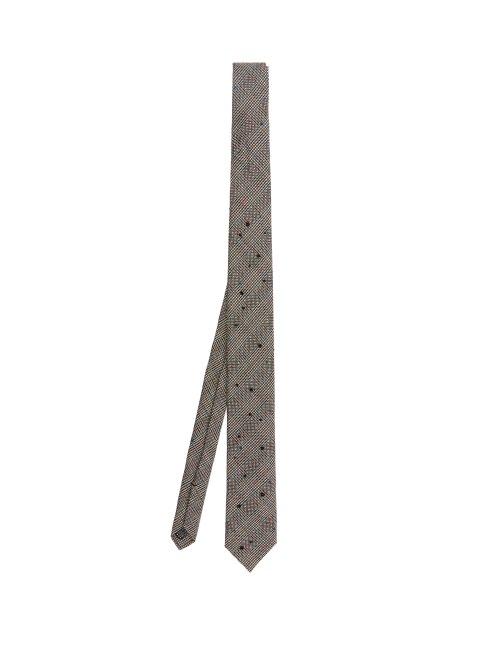 Matchesfashion.com Title Of Work - Scattered Beading Checked Wool Tie - Mens - Black White