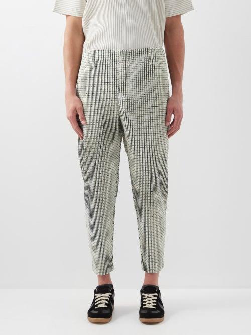 Homme Pliss Issey Miyake - Network Check Technical-pleated Trousers - Mens - White